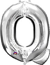 Silver Letter "Q" Shaped Mylar Super Balloon 34 Inch